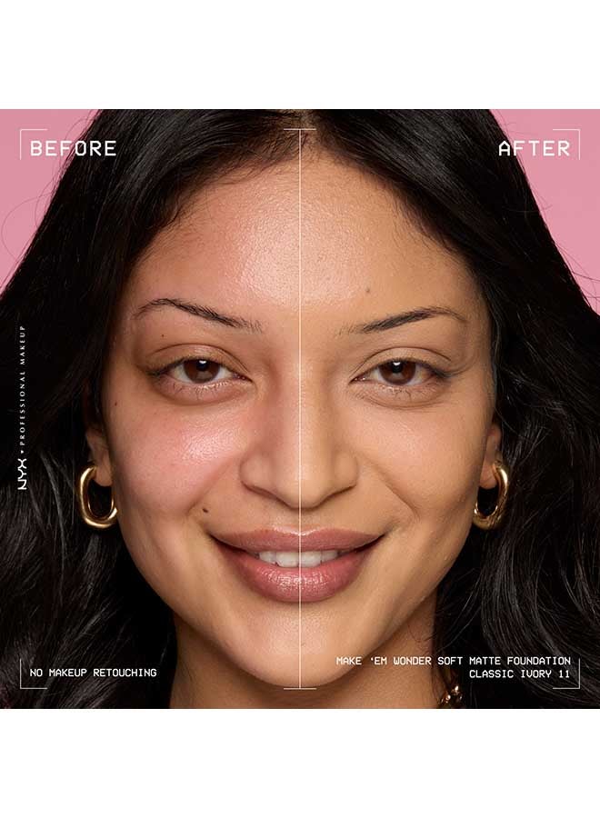 NYX PROFESSIONAL MAKEUP Make 'EM Wonder, 24H Soft Matte Foundation, Undetectable  Finish, Classic Ivory - Image 3